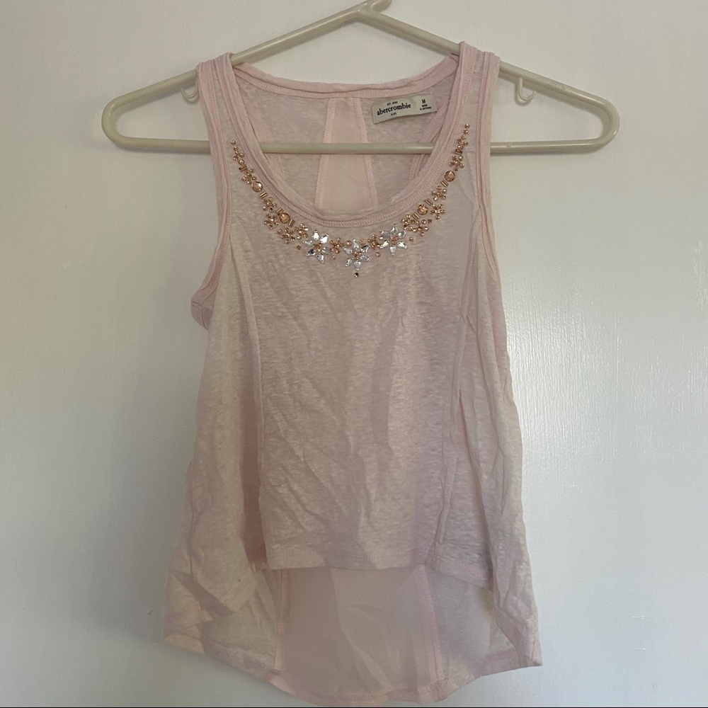 medium high low tank top with see through back